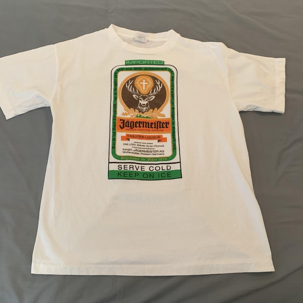 Vintage Caribbean Dream Shirt Mens XL White Jägermeister Liquor Graphic T- Shirt